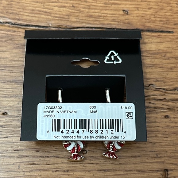 Napier Candy Swirl Red and Silver Tone Earrings - Leverback - Picture 3 of 4